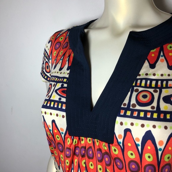 Trina Turk Silk Sheath Dress Size 2 Navy Matching Wide Belt With Metal Clasp AB - Picture 3 of 10